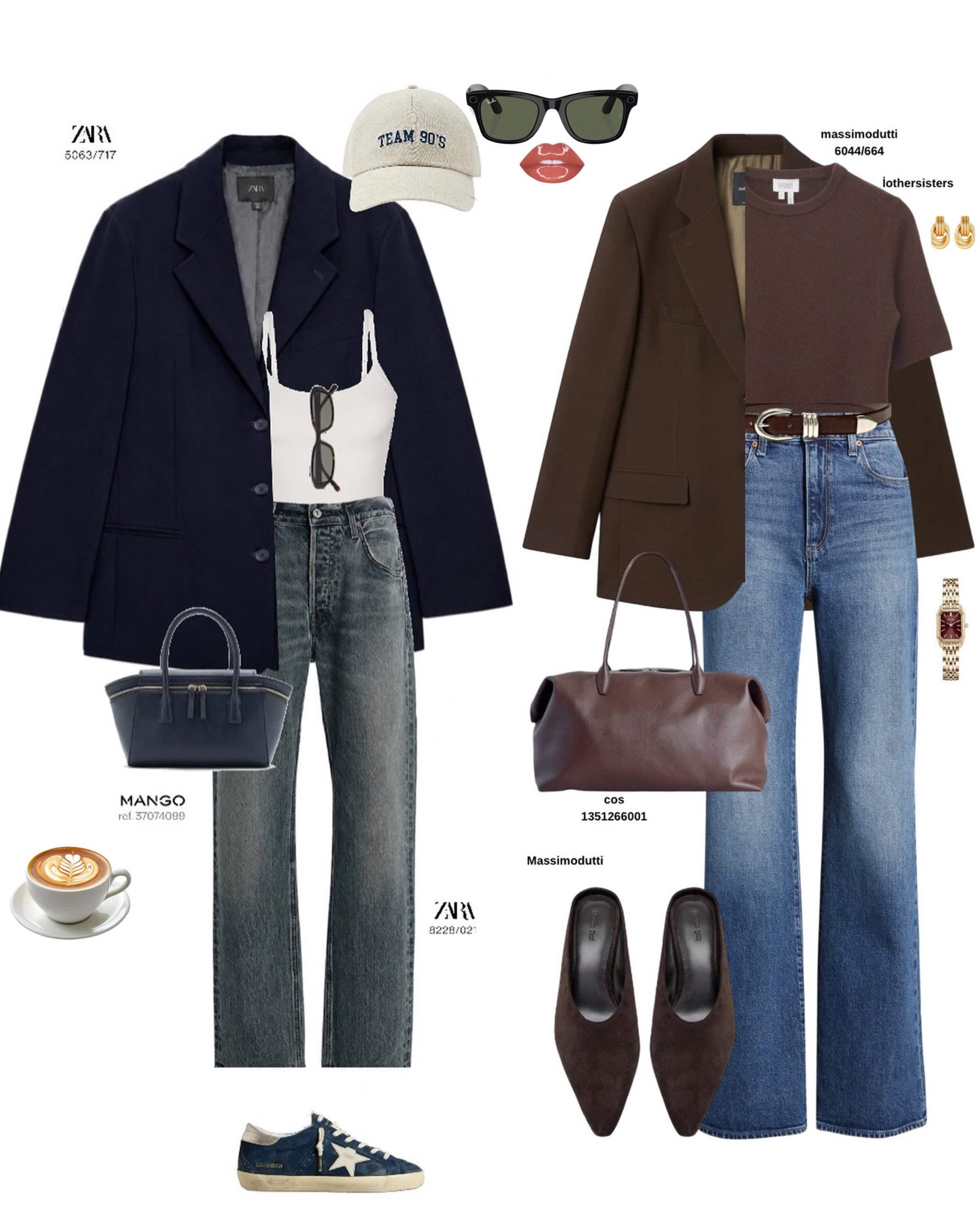Denim with a Blazer: Two Relaxed Looks in Navy and Chocolate